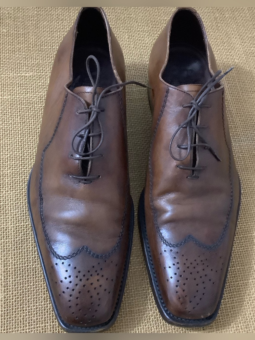 Campanile 9379 Men's Brown Semi-Brogue Derby Blucher Men’s Shoes Size 8